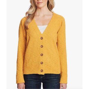 Two by Vince Camuto Gold Yellow Textured Cardigan Grandpa Size XL Sweater Top